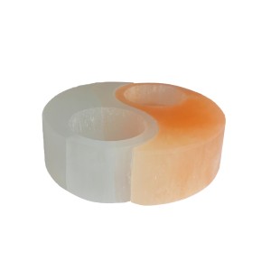 Selenite Tea Light Holder Ying-Yang 10cm (Morocco)
